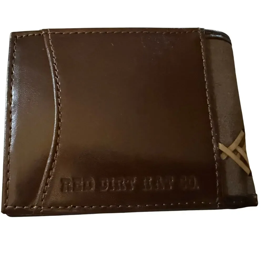 Red Dirt Hat Company Herringbone Rawhide Roughout Bifold Wallet, NWT